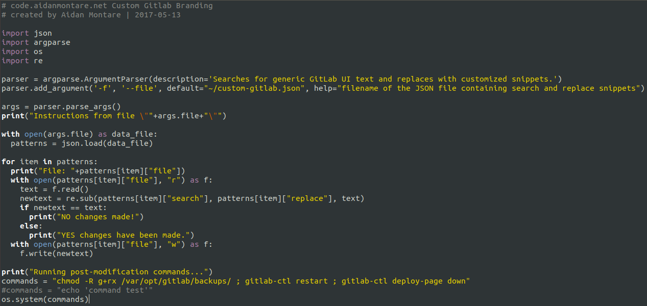 the custom gitlab branding code