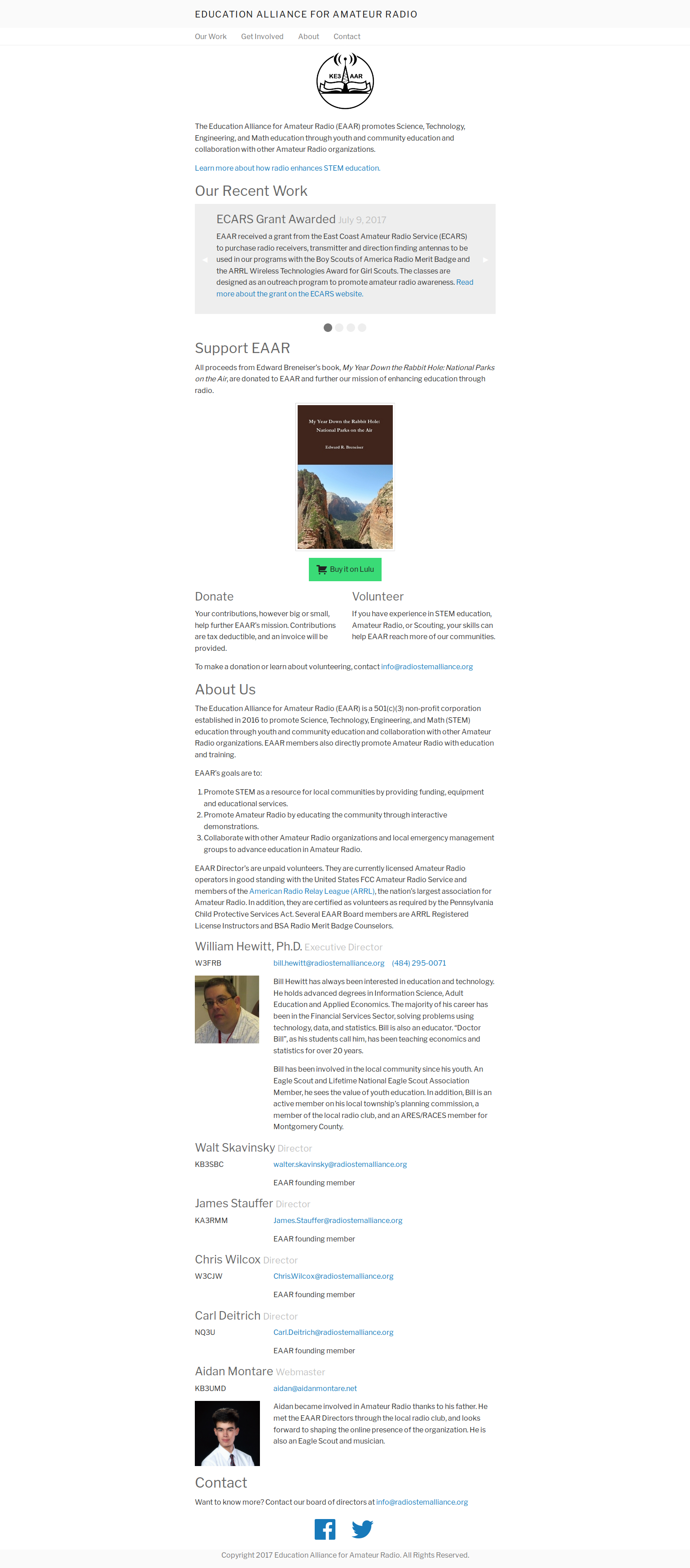 Screenshot of the EAAR website